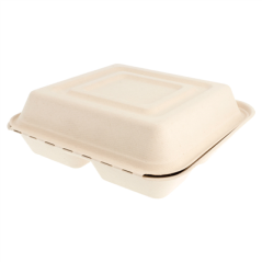 COQUILLES "L" 3 COMPART. 'BIONIC'  25x25x7,5 CM NATUREL BAGASSE (250 UNITÉ)