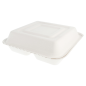 COQUILLES "L" 3 COMPART. 'BIONIC'  25x25x7,5 CM BLANC BAGASSE (250 UNITÉ)