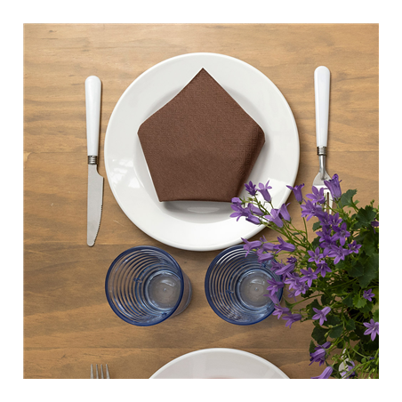 SERVIETTES ECOLABEL 2 PLIS  18 G/M2 39x39 CM CHOCOLAT OUATE (1600 UNITÉ)