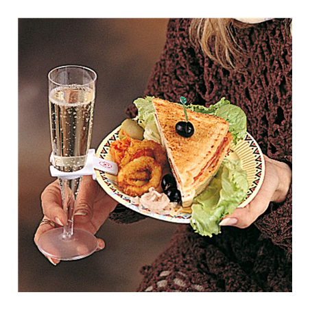 PORTE-VERRES POUR FIXER À L'ASSIETTE  7,5x4,2 CM BLANC PLASTIQUE (200 UNITÉ)