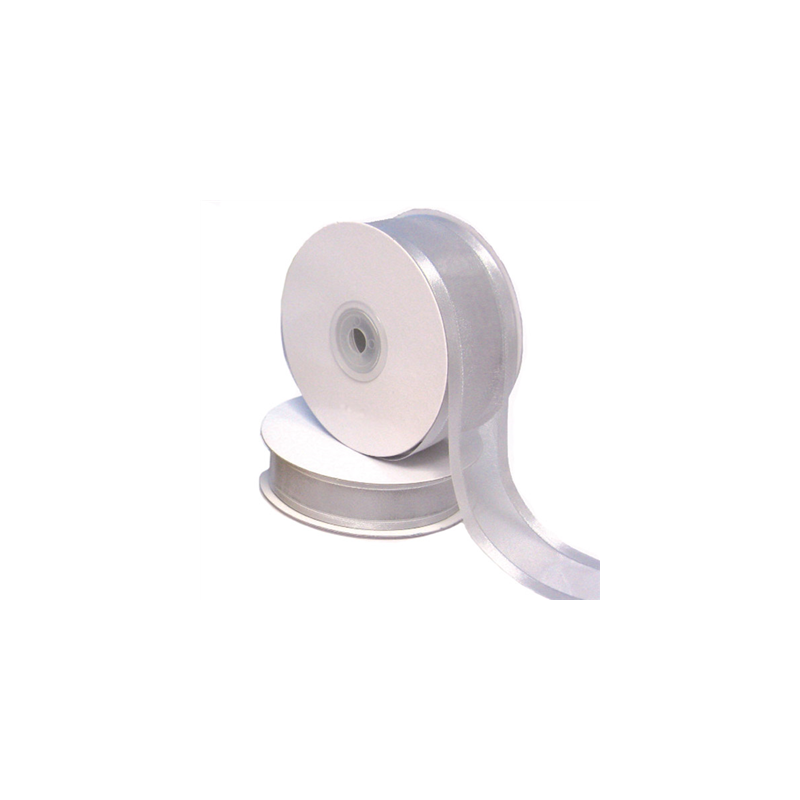 RUBAN CADEAU ORGANDY  23 MMx50 M ARGENTE POLYESTER (1 UNITÉ)