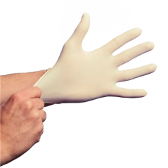 GANTS AVEC TALC  SIZE: M BLANC LATEX (100 UNITÉ)