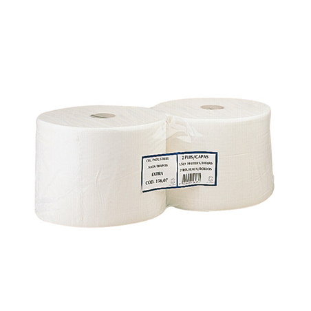 BOBINES ECOLABEL 2 PLIS - 900 FEUILLES  19 G/M2 Ø26x26 CM BLANC OUATE (2 UNITÉ)