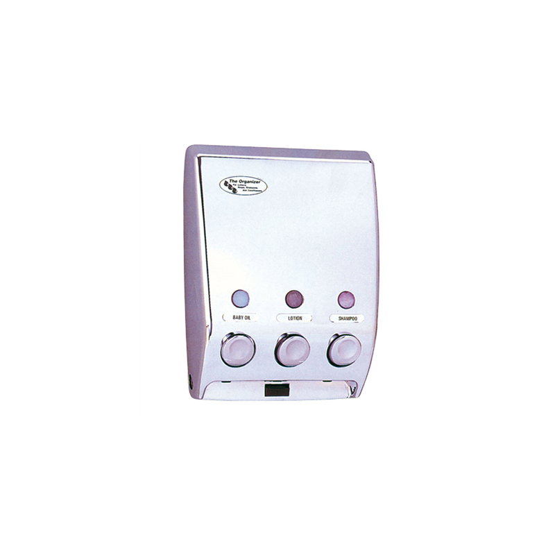 DISTRIBUTEUR SAVON 3 PRODUITS  20x9,7x27 CM ARGENTE CHROME (1 UNITÉ)