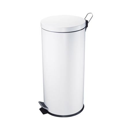 POUBELLE À PÉDALE AVEC RÉCEPTACLE INTÉRIEUR 12 L Ø 25x38 CM BLANC ACIER (1 UNITÉ)