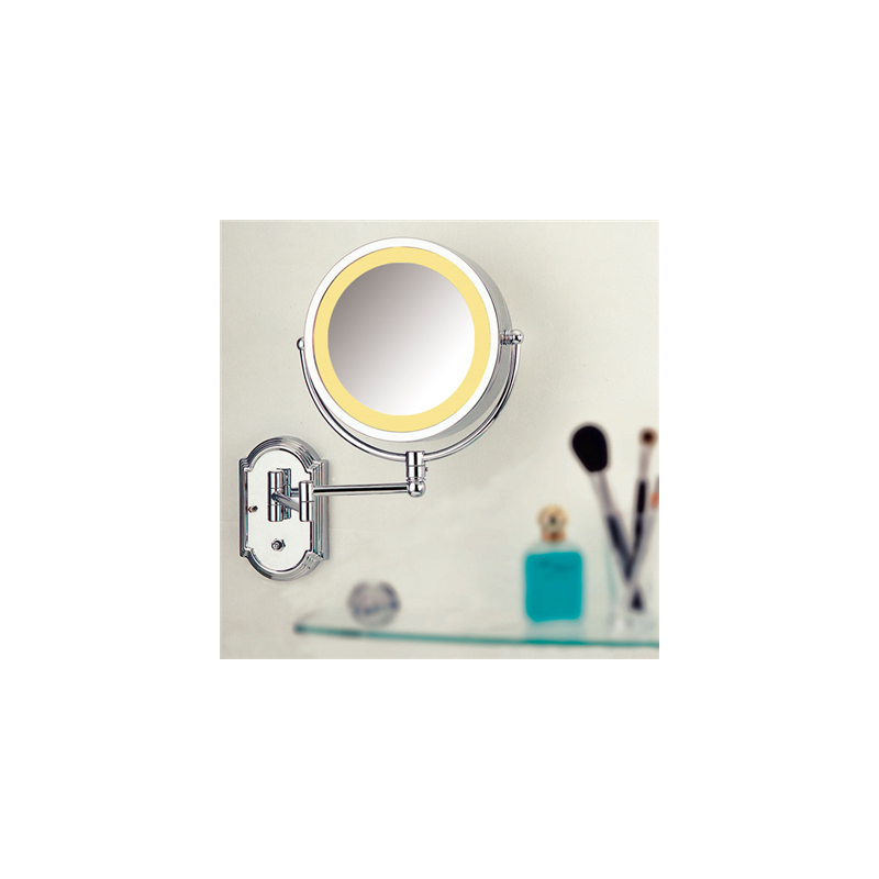 MIROIR BAINS MURAL, 2 FACES 230 V. GROSSISSANTx3  Ø21,5x36 CM ARGENTE METAL (1 UNITÉ)