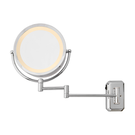 MIROIR BAINS MURAL, 2 FACES 230 V. GROSSISSANTx3  Ø21,5x36 CM ARGENTE METAL (1 UNITÉ)