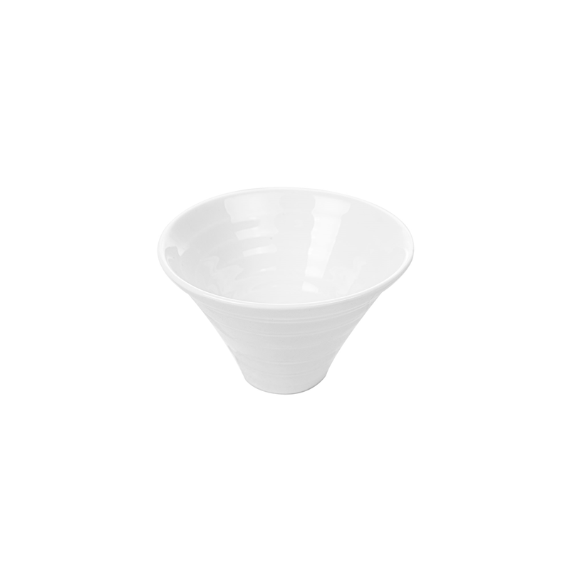 BOLS CONIQUES STRIÉS 160 ML  Ø9,5x6,5 (h) CM BLANC PORCELAINE (6 UNITÉ)