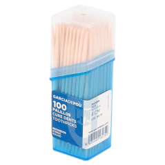 BOÎTES DE 100 CURE-DENTS RONDS  6,5 CM NATUREL BOIS (480 UNITÉ)