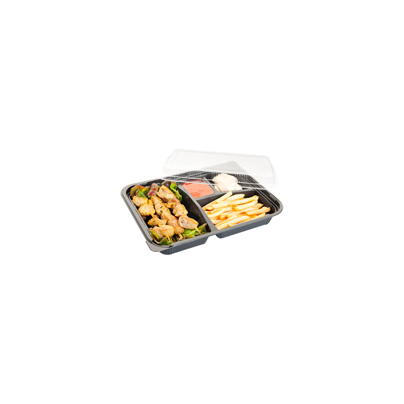 COFFRETS POUR REPAS 4 COMPART.  24,2x18,2x4,5 CM NOIR PP (400 UNITÉ)