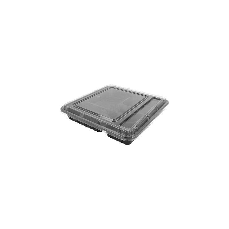 COFFRETS À EMPORTER 5 COMPART.  27,8x27,6x5 CM NOIR PP (200 UNITÉ)