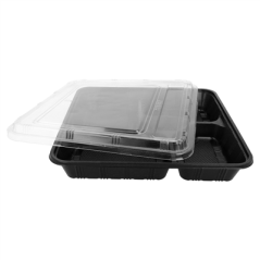 COFFRETS À EMPORTER 5 COMPART.  27,8x27,6x5 CM NOIR PP (200 UNITÉ)