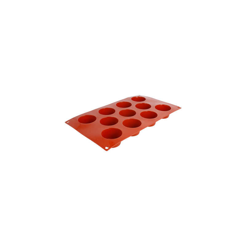 MOULE MUFFIN Ø5,1x2,8 CM  17,5x30 CM ROUGE SILICONE (1 UNITÉ)