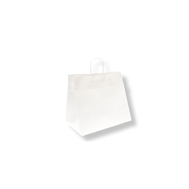 SACS SOS TRAITEUR AVEC ANSES  90 G/M2 32+21x28,5 CM BLANC CELLULOSE (250 UNITÉ)