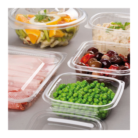 RÉCIPIENTS + COUVERCLES 1,5 L 21x15x8,4 CM TRANSPARENT RPET (400 UNITÉ)