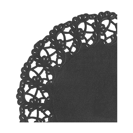 DENTELLES RONDES AJOURÉES  40 G/M2 Ø 14 CM NOIR PAPIER (250 UNITÉ)