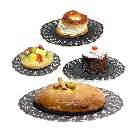 DENTELLES RONDES AJOURÉES  40 G/M2 Ø 16,5 CM NOIR PAPIER (250 UNITÉ)