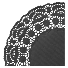 DENTELLES RONDES AJOURÉES  40 G/M2 Ø 21,5 CM NOIR PAPIER (250 UNITÉ)