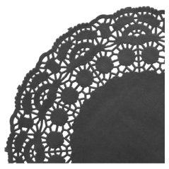 DENTELLES RONDES AJOURÉES  40 G/M2 Ø 24 CM NOIR PAPIER (250 UNITÉ)