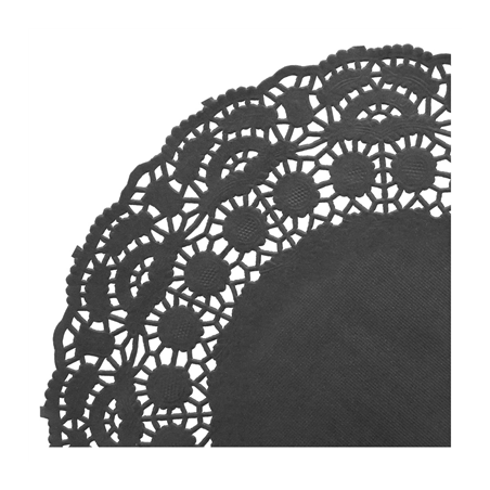 DENTELLES RONDES AJOURÉES  40 G/M2 Ø 24 CM NOIR PAPIER (250 UNITÉ)