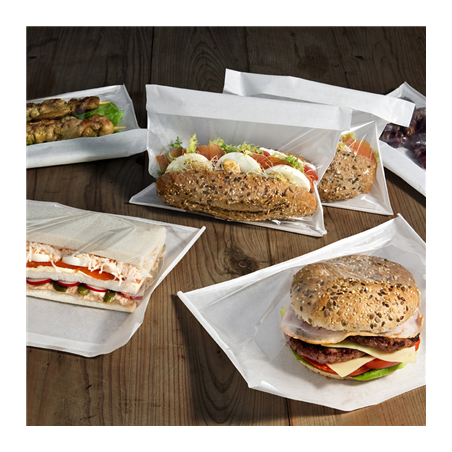 DELI PACK AUTO FERMETURE  30 G/M2 + 13 PP 21x16/14 CM BLANC KRAFT (400 UNITÉ)