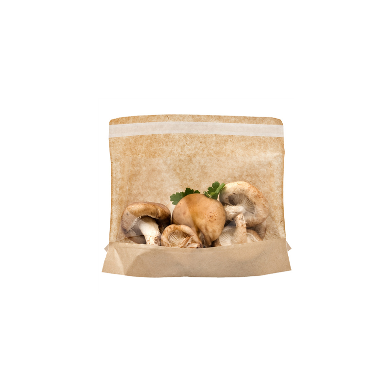 RÉCIPIENTS AVEC BASE ET FENÊTRE AUTO FERMETURE 'KANGOO PACK' 40 G/M2 + 15 PP 21+3x16/12 CM NATUREL KRAFT (100 UNITÉ)