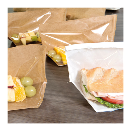 RÉCIPIENTS AVEC BASE ET FENÊTRE 'TURTLE PACK' 50 G/M2 + 15 PP 27+5,5/2,5x16 CM BLANC KRAFT (100 UNITÉ)