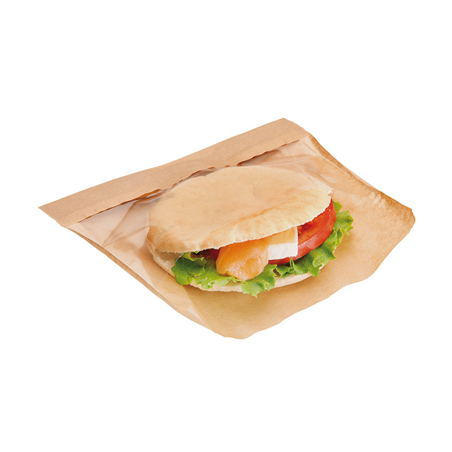 RÉCIPIENTS AVEC BASE ET FENÊTRE 'KANGOO PACK' 40 G/M2 + 15 PP 14+3x16/12 CM NATUREL KRAFT (100 UNITÉ)