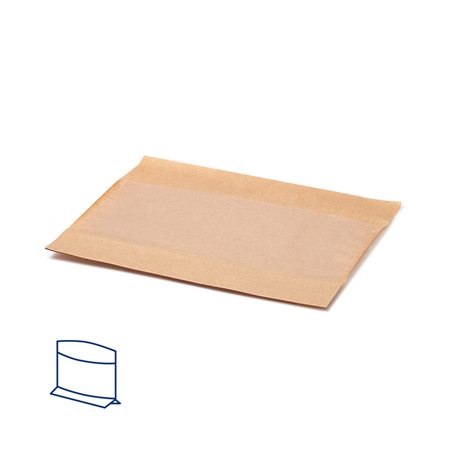 RÉCIPIENTS AVEC BASE ET FENÊTRE 'KANGOO PACK' 40 G/M2 + 15 PP 21+3x16/12 CM NATUREL KRAFT (100 UNITÉ)