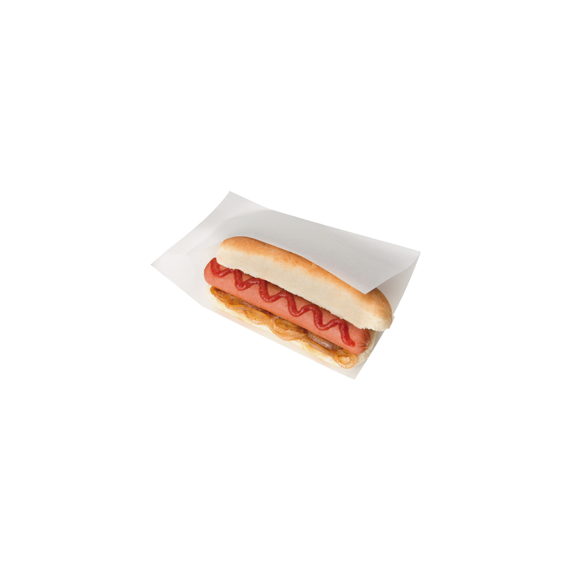 SACHETS OUVERTS BROCHETTES, HOT DOGS 'OPEN PACK' 35 G/M2 + 10 LDPE 20x13/10 CM BLANC KRAFT (100 UNITÉ)