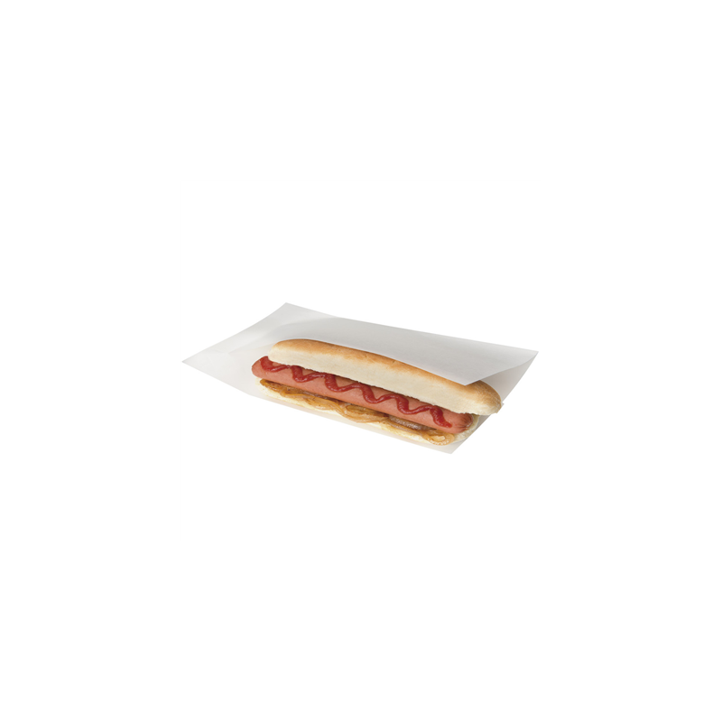 SACHETS OUVERTS BROCHETTES, HOT DOGS 'OPEN PACK' 35 G/M2 + 10 LDPE 25x13/10 CM BLANC KRAFT (100 UNITÉ)