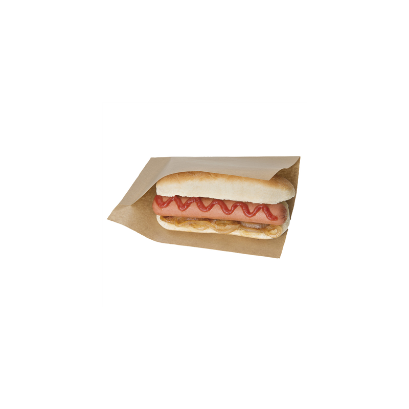 SACHETS OUVERTS BROCHETTES, HOT DOGS 'OPEN PACK' 35 G/M2 + 10 LDPE 20x13/10 CM NATUREL KRAFT (100 UNITÉ)