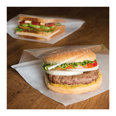 SACHETS OUVERTS 2 CÔTÉS AVEC FENÊTRE 'OPEN PACK' 35 G/M2 + 10 LDPE 19x19 CM BLANC KRAFT (100 UNITÉ)