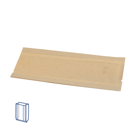 SACHETS AVEC FENÊTRE 'PACK DELICATESSEN' 50 G/M2 + 15 PP 11+5x21 CM NATUREL KRAFT (100 UNITÉ)