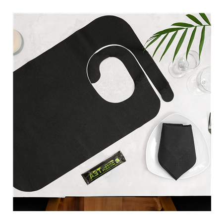 BAVOIRS ADULTES 'SPUNBOND' 60 G/M2 36x60 CM NOIR PP (100 UNITÉ)