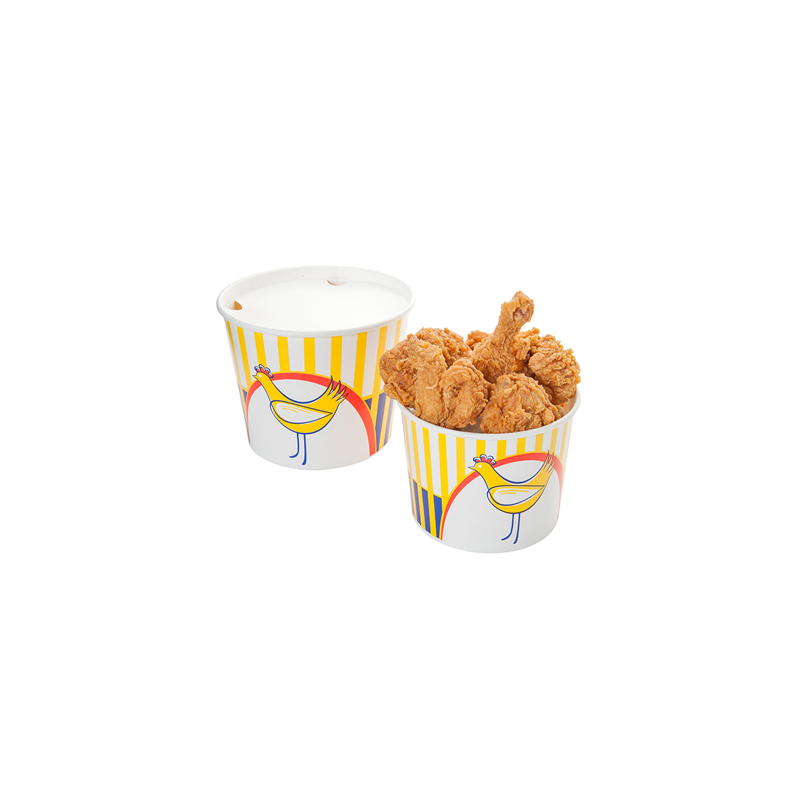 CONTAINERS POULET + COUVERCLES 5100 ML 15PE + 380 + 18PE G/M2 Ø 22,5/16x21 CM BLANC CARTON (240 UNITÉ)