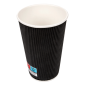 GOBELETS BOISSONS CHAUDES DOUBLE PAROI ONDULÉ 480 ML 300 + 250 + 18 PE G/M2 Ø9/6x13,2 CM NOIR CARTON (500 UNITÉ)