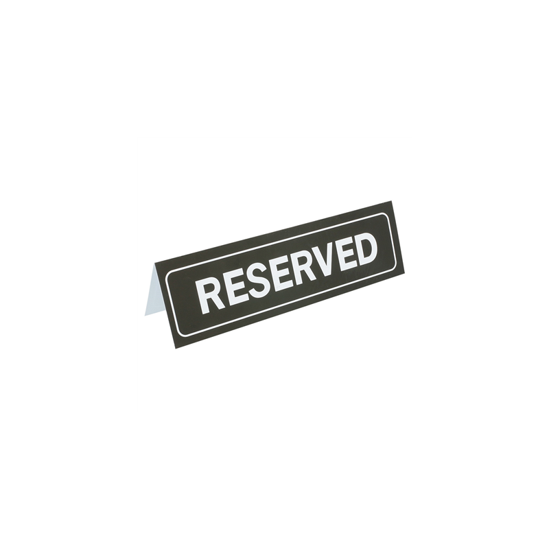 PLAQUE DE TABLE "RESERVED"  18x5,5 CM NOIR PVC (1 UNITÉ)