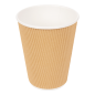 GOBELETS BOISSONS CHAUDES, DOUBLE PAROI, ONDULÉ 360 ML 300 + 250 + 18 PE G/M2 Ø9/6x11 CM MARRON CARTON (1000 UNITÉ)