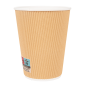 GOBELETS BOISSONS CHAUDES, DOUBLE PAROI, ONDULÉ 360 ML 300 + 250 + 18 PE G/M2 Ø9/6x11 CM MARRON CARTON (1000 UNITÉ)