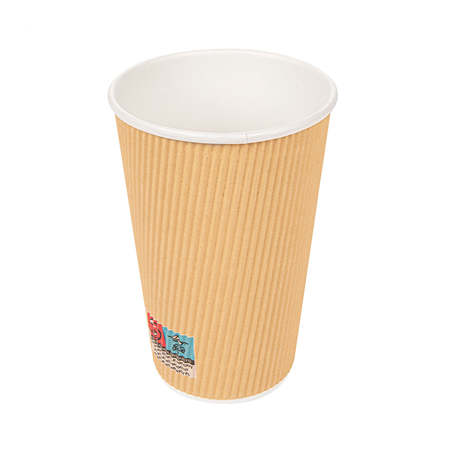 GOBELETS BOISSONS CHAUDES DOUBLE PAROI, KRAFT ONDULÉ