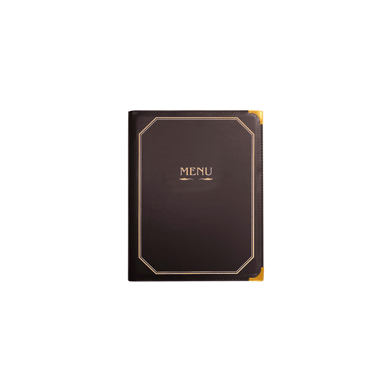 PORTE MENU 8 POCHETTES DIN-A4  25,5x33 CM MARRON PVC (1 UNITÉ)
