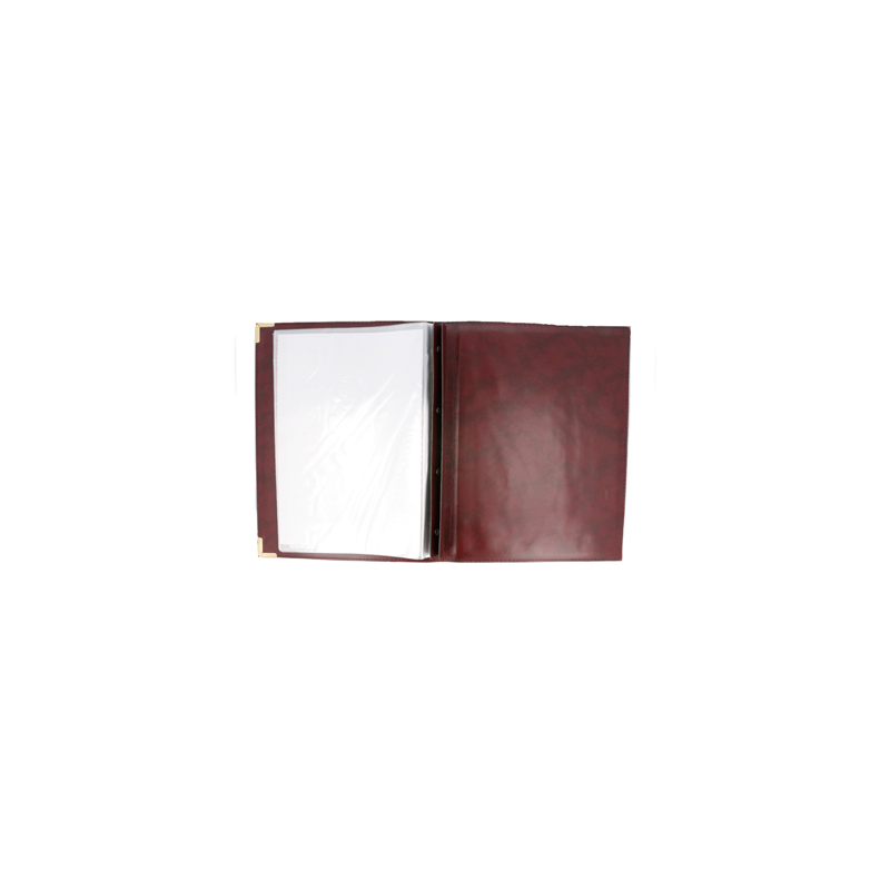 PORTE MENU 8 POCHETTES DIN-A4  25,5x33 CM BORDEAUX PVC (1 UNITÉ)