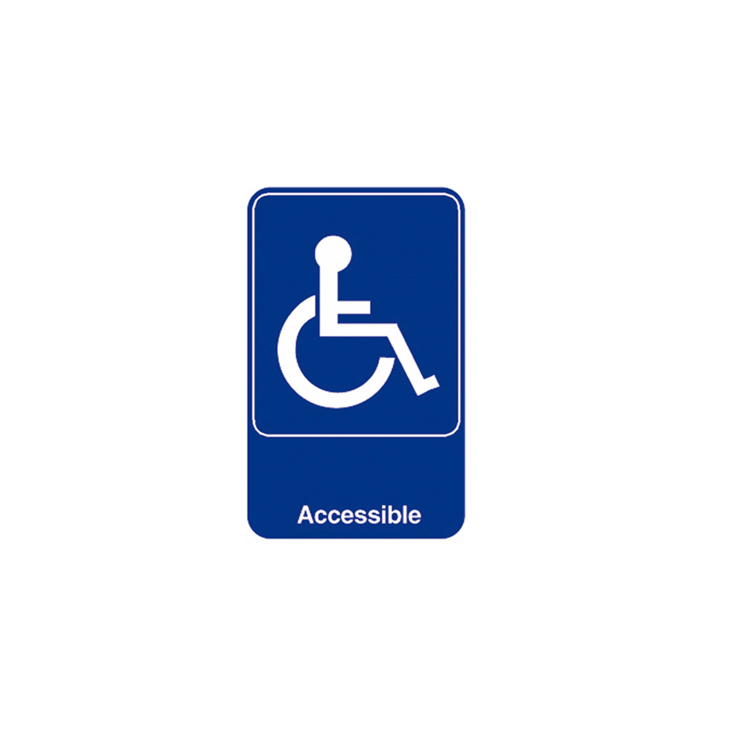 PLAQUE AUTOADHESIVE "ACCESSIBLE"  15,3x23 CM BLEU METACRYLATE (1 UNITÉ)