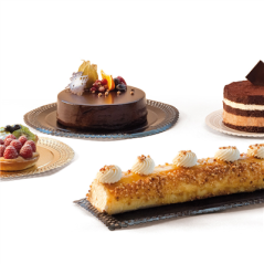 PLATEAUX DENTELÉS 'ERIK' 1200 G/M2 + 300 G/M2 PP Ø 40 CM DORE CARTON (100 UNITÉ)