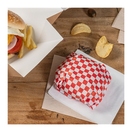 PAPIER INGRAISSABLES BASKET 'FITIPALDI' 35 G/M2 31x31 CM ROUGE PARCH.INGRAISSABLE (1000 UNITÉ)