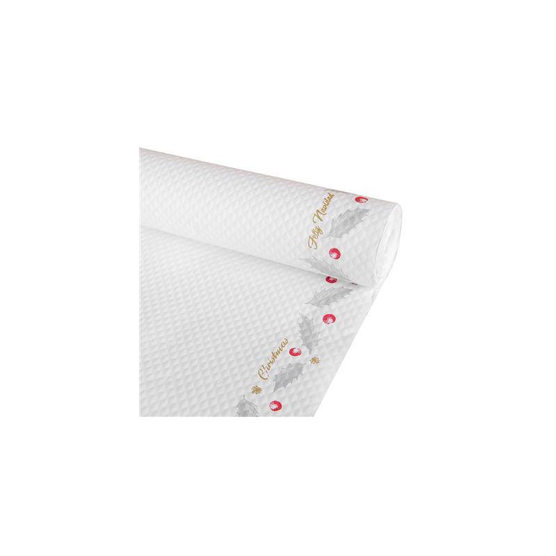 NAPPE EN ROULEAU 'NOËL' 48 G/M2 1,20 x 50 M BLANC CELLULOSE (1 UNITÉ)
