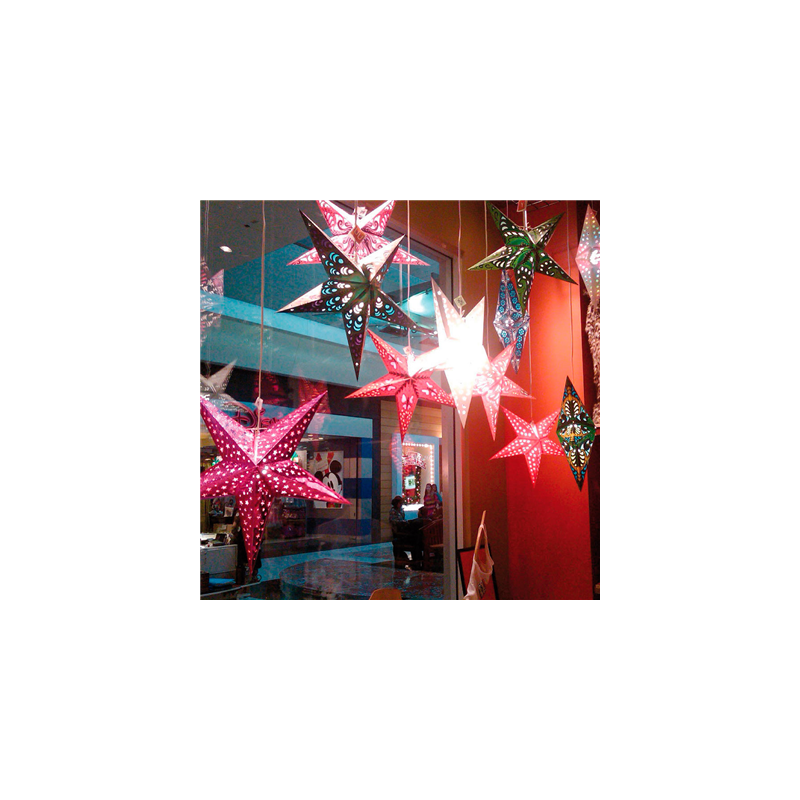 ETOILES À PENDRE  Ø 60 CM VERT PAPIER (10 UNITÉ)