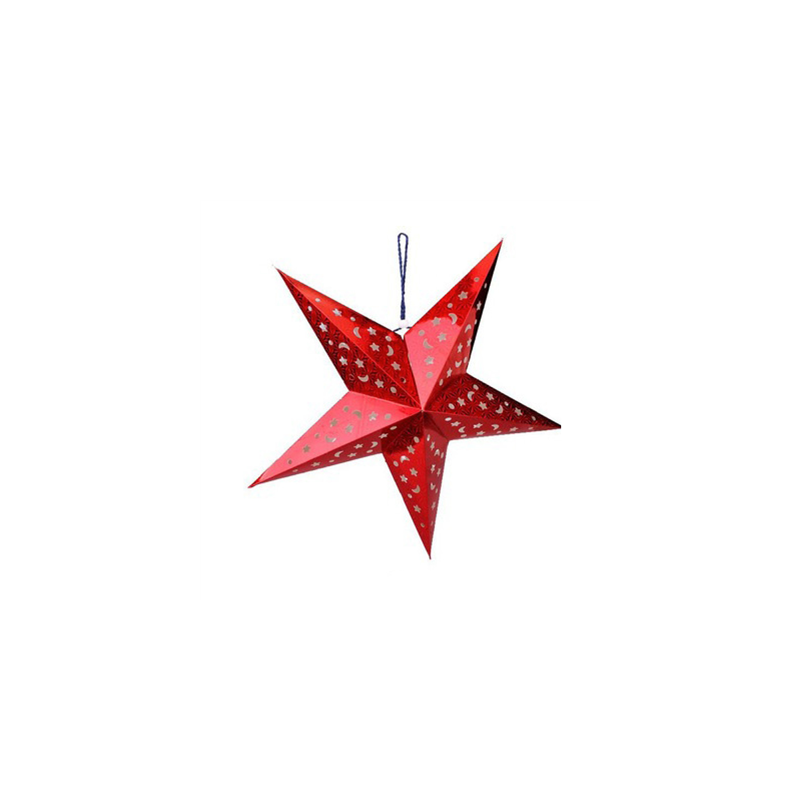 ETOILES À PENDRE  Ø 60 CM ROUGE PAPIER (10 UNITÉ)