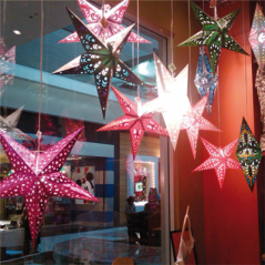 ETOILES À PENDRE  Ø 30 CM BLEU PAPIER (10 UNITÉ)